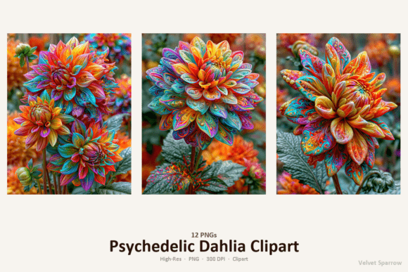 Download Psychedelic Dahlia Clipart -- 12 PNGs - Premium Resources