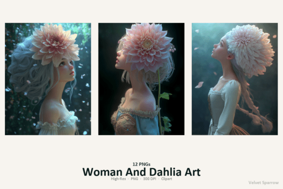 Download Woman and Dahlia Art - Premium Resources