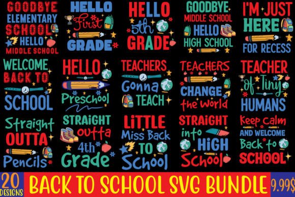 Download Back to School SVG Bundle,20 Designs - School svg Collection